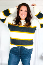 Load image into Gallery viewer, Casual Chic Yellow &amp; Ivory Stripe Oversize Knit Sweater
