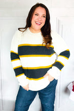 Load image into Gallery viewer, Casual Chic Yellow &amp; Ivory Stripe Oversize Knit Sweater
