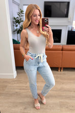 Load image into Gallery viewer, Everyday Bliss Light Wash Drawstring Jogger Style Jeans by Judy Blue
