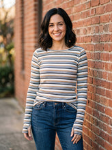 Load image into Gallery viewer, Sundown Chic Stripes Thumbhole Top
