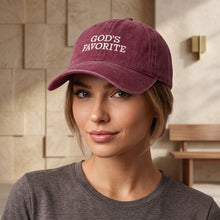 Load image into Gallery viewer, “God’s Favorite” Embroidered Washed Baseball Cap (multiple color options)
