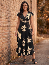 Load image into Gallery viewer, Midnight Bloom Surplice Midi Dress (multiple print options)
