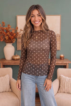 Load image into Gallery viewer, Dotted Dreams Sheer Mesh Mock Neck Top
