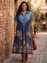 Load image into Gallery viewer, Free Spirit Denim Patchwork Dress (multiple color options)
