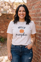 Load image into Gallery viewer, Hello Pumpkin Embroidered Short Sleeve T-Shirt

