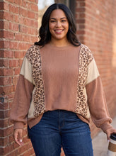 Load image into Gallery viewer, Spotted in Style Leopard Colorblock Ribbed Knit Blouse
