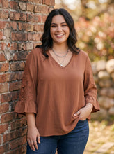 Load image into Gallery viewer, Sweet Serenity Lace Sleeve Blouse (multiple color options)
