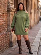 Load image into Gallery viewer, A Little Shoulder Show Sweater Dress (multiple color options)
