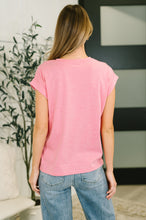 Load image into Gallery viewer, It Starts Here Basic Rolled Sleeve Tee in H Fuchsia

