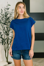 Load image into Gallery viewer, It Starts Here Basic Rolled Sleeve Tee in Lt Navy
