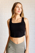 Load image into Gallery viewer, It&#39;s All About the Balance Twill Square Neck Crop Top in Black
