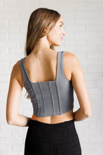 Load image into Gallery viewer, It&#39;s All About the Balance Twill Square Neck Crop Top in Titanium
