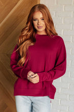 Load image into Gallery viewer, It&#39;s The Little Things Relaxed Scuba Pullover in Cabernet
