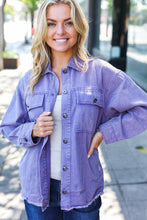 Load image into Gallery viewer, Be Bold In Purple Haze Frayed Denim Jacket
