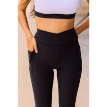 Load image into Gallery viewer, Crossover BLACK Pocket Full Length Leggings - Luxe by Julia Rose®
