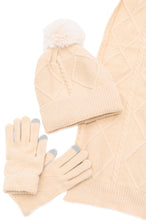 Load image into Gallery viewer, Jane Frost Beanie, Glove, and Scarf Set in Beige
