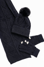 Load image into Gallery viewer, Jane Frost Beanie, Glove, and Scarf Set In Black
