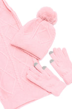 Load image into Gallery viewer, Jane Frost Beanie, Glove, and Scarf Set in Pink
