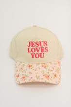 Load image into Gallery viewer, Jesus Loves You Canvas Floral Hat
