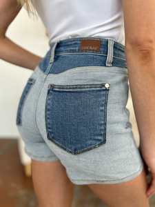 Color Block Denim Shorts by Judy Blue