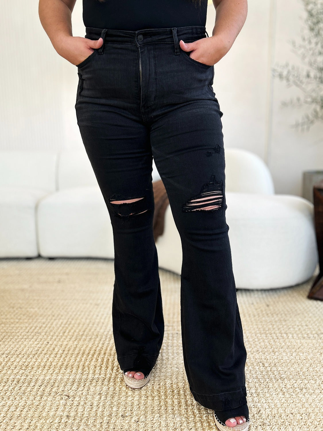 Rosa Marie High Waist Distressed Flare Jeans by Judy Blue