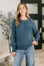 Load image into Gallery viewer, Just For Me Henley Brushed Pullover in Dusty Blue
