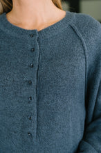 Load image into Gallery viewer, Just For Me Henley Brushed Pullover in Dusty Blue
