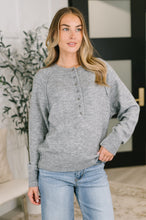 Load image into Gallery viewer, Just For Me Henley Brushed Pullover in Grey
