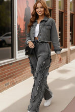 Load image into Gallery viewer, Ruffle Road Trip Charcoal Pants
