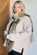 Load image into Gallery viewer, Keep Me Cozy Checkered Fringe Scarf in Woodland Shades
