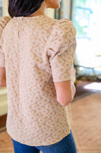 Load image into Gallery viewer, Kelsi Jacquard Puff Sleeve Top In Tan
