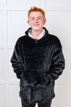 Load image into Gallery viewer, Kids Oversized Hoodie Blanket in Black
