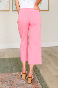 Lisa High Rise Control Top Wide Leg Crop Judy Blue Jeans in Pink