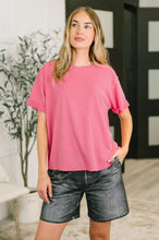Load image into Gallery viewer, Leave It to Me Waffle Knit Relaxed Tee in  Pink
