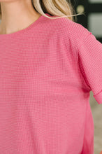 Load image into Gallery viewer, Leave It to Me Waffle Knit Relaxed Tee in  Pink
