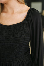 Load image into Gallery viewer, Lesson Taught Smocked Blouse in Black
