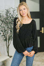 Load image into Gallery viewer, Lesson Taught Smocked Blouse in Black
