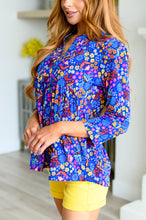 Load image into Gallery viewer, Lizzy Babydoll Top in Royal Retro Floral
