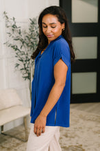 Load image into Gallery viewer, Lizzy Bloom Split Neck Blouse in Royal Blue
