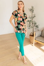 Load image into Gallery viewer, Lizzy Cap Sleeve Top in Black Garden Floral
