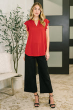 Load image into Gallery viewer, Lizzy Flutter Sleeve V-Neck Blouse in Red

