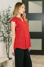Load image into Gallery viewer, Lizzy Flutter Sleeve V-Neck Blouse in Red
