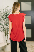 Load image into Gallery viewer, Lizzy Flutter Sleeve V-Neck Blouse in Red
