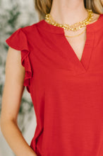 Load image into Gallery viewer, Lizzy Flutter Sleeve V-Neck Blouse in Red
