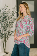 Load image into Gallery viewer, Lizzy Smock Top in Mint and Pink Floral Paisley
