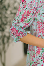 Load image into Gallery viewer, Lizzy Smock Top in Mint and Pink Floral Paisley
