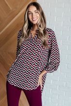 Load image into Gallery viewer, Lizzy Top in Magenta and Black Chevron
