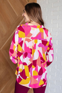 Lizzy Top in Magenta and Mustard Abstract