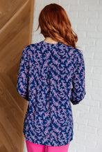 Load image into Gallery viewer, Lizzy Top in Navy and Magenta Petite Floral
