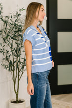 Load image into Gallery viewer, Lonely Traveler Striped Quarter Zip Vest in Blue
